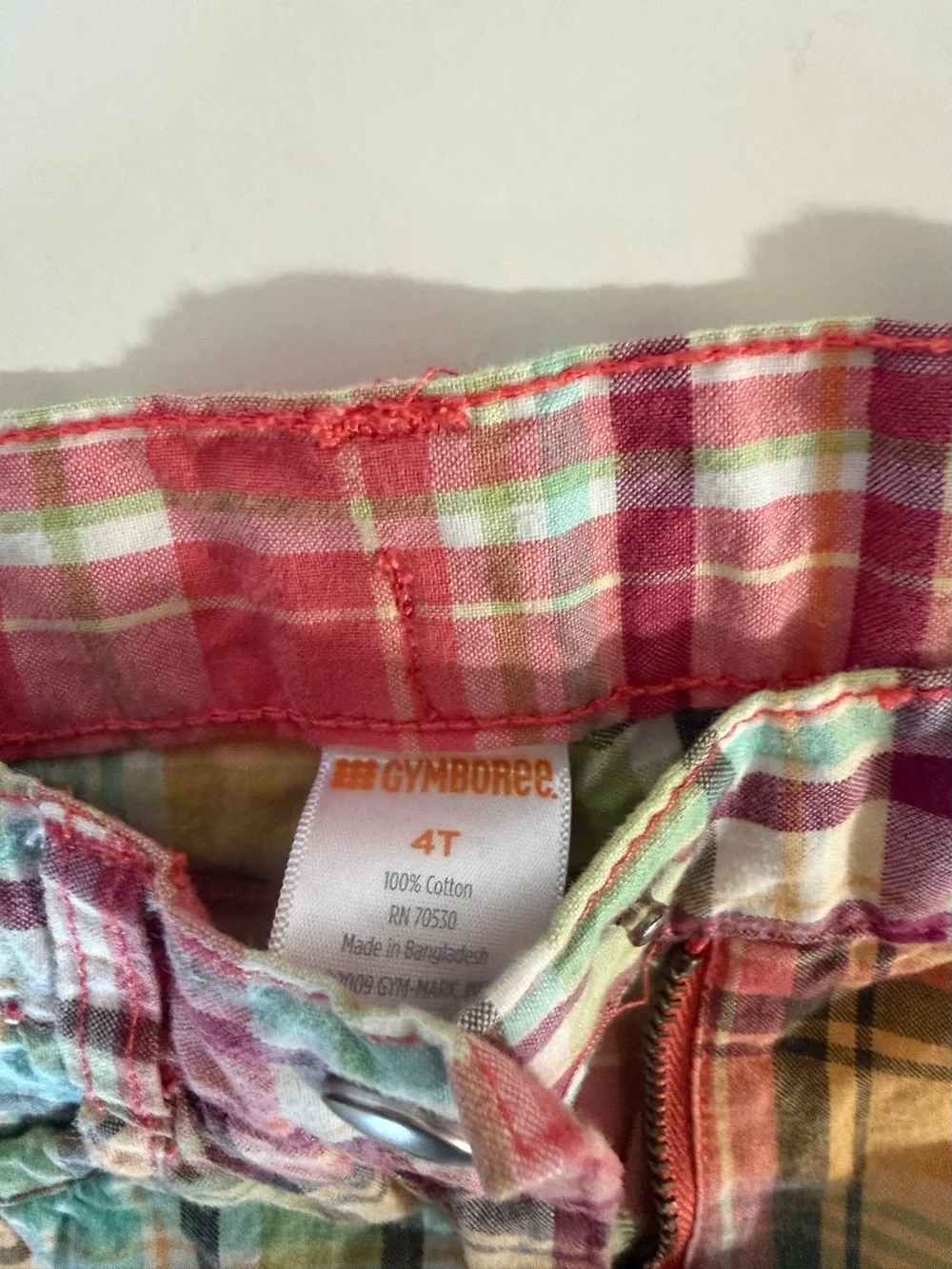 Gymboree Multicolor Plaid Cotton Pants - Pink, Yellow, Green, Blue